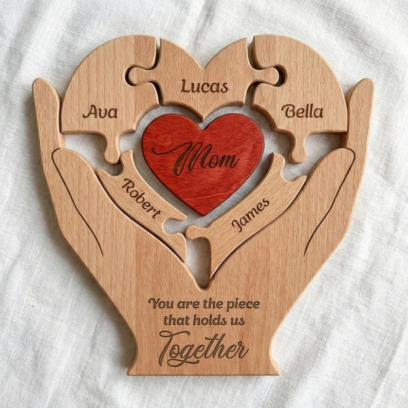 Personalized Mom You Are The Piece That Hold Us Together Wooden Family Puzzle