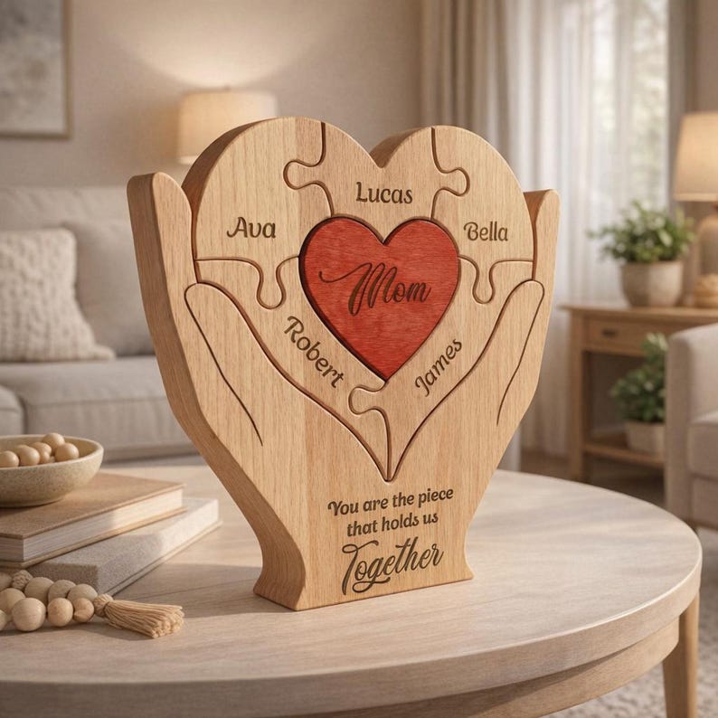 Personalized Mom You Are The Piece That Hold Us Together Wooden Family Puzzle