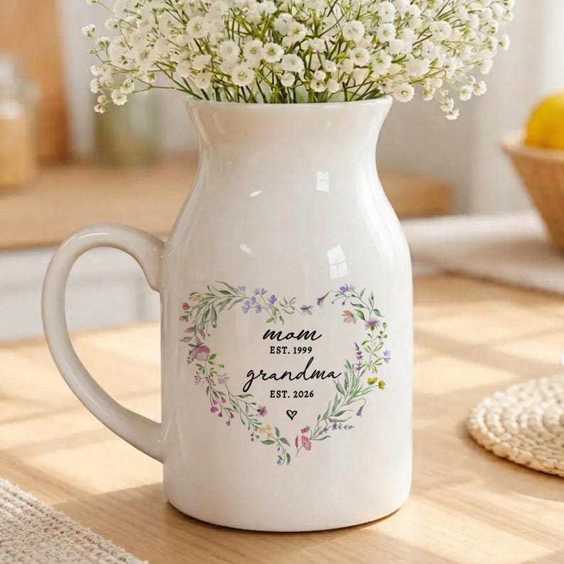 Mother's Day Vase Gift for New Grandma, Pregnancy Announcement Gifts
