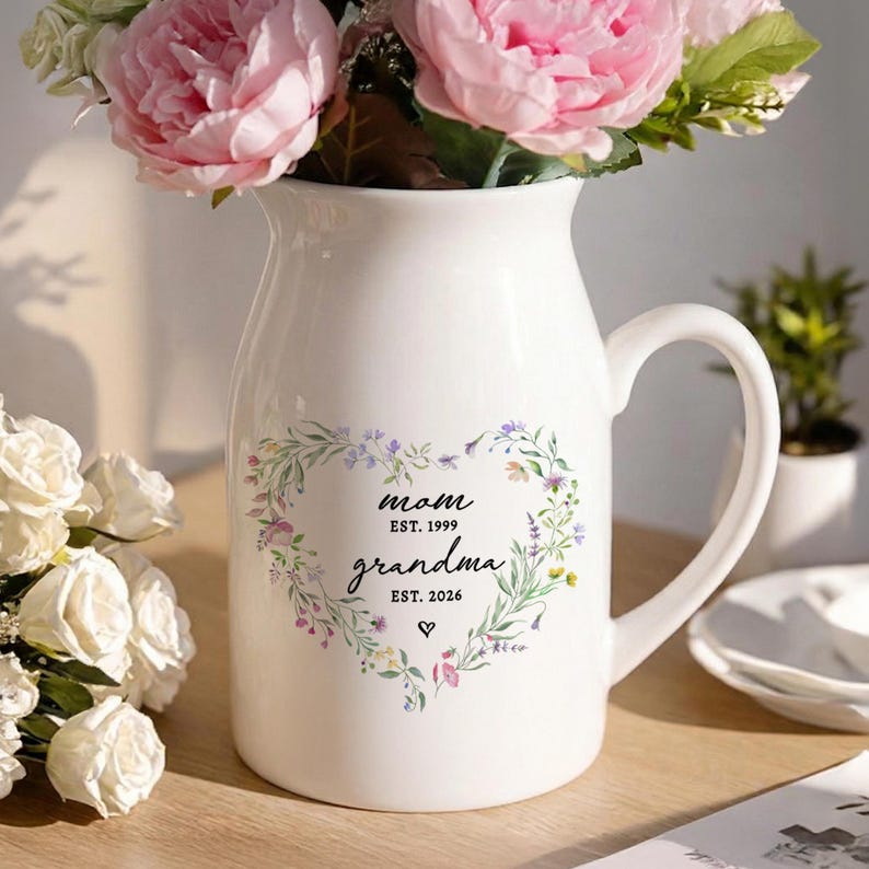 Mother's Day Vase Gift for New Grandma, Pregnancy Announcement Gifts