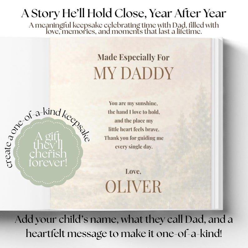 Personalized Father’s Day Book from Child, First Father’s Day Gift, Daddy Storybook