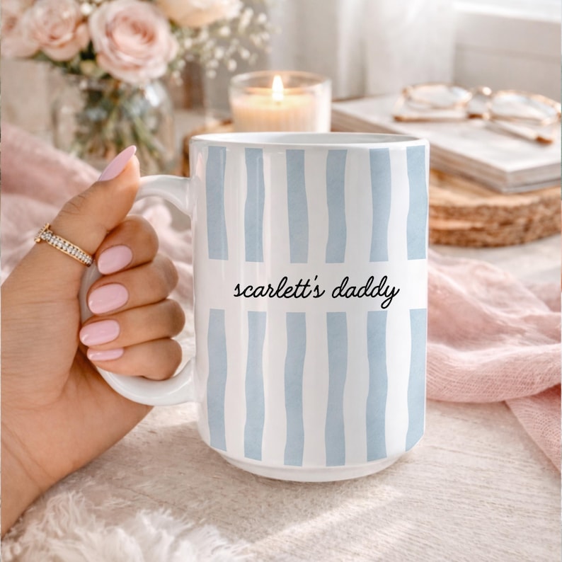 Custom Stripe New Dad Coffee Cup – First Time Dad Gift, New Parent Gift