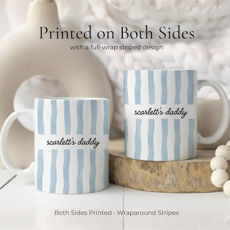 Custom Stripe New Dad Coffee Cup – First Time Dad Gift, New Parent Gift