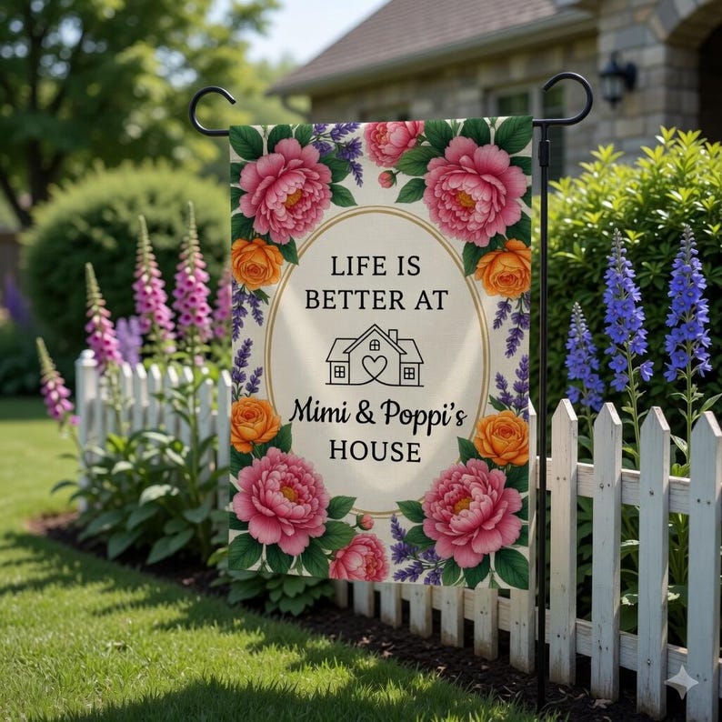 Personalized Floral Nana Grammy Grandmother Garden Flag, Mother's Day