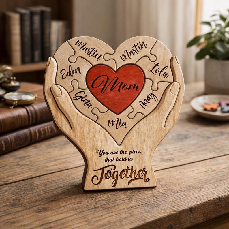 Personalized You Are The Piece That Holds Us Together Wooden Puzzle Sign