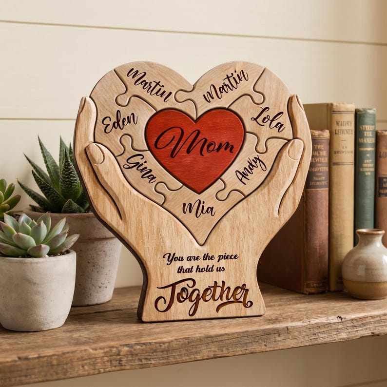 Personalized You Are The Piece That Holds Us Together Wooden Puzzle Sign
