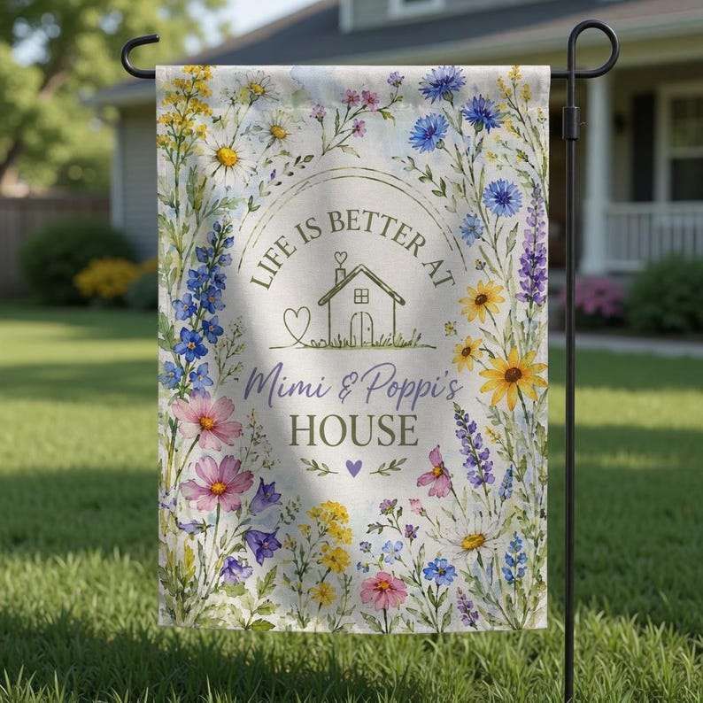 Personalized Floral Nana Grammy Grandmother Garden Flag, Mother's Day Gift