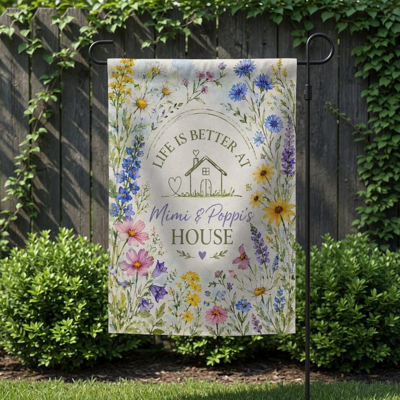 Personalized Floral Nana Grammy Grandmother Garden Flag, Mother's Day Gift
