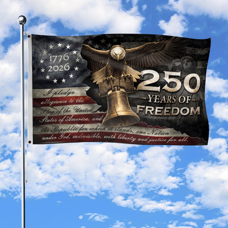 We The People 250th Anniversary Flag, USA Independence Day Decor