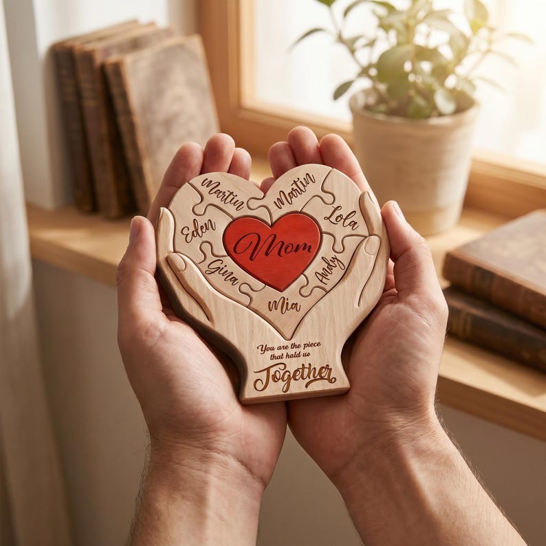 Personalized You Are The Piece That Holds Us Together Wooden Puzzle Sign