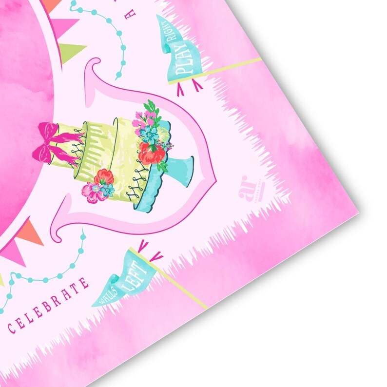 A Mahjong Soirée Mat, Pink Celebration Mahjong Mat, Birthday, Bridal Shower, Girls Night Mahjong Table Decor