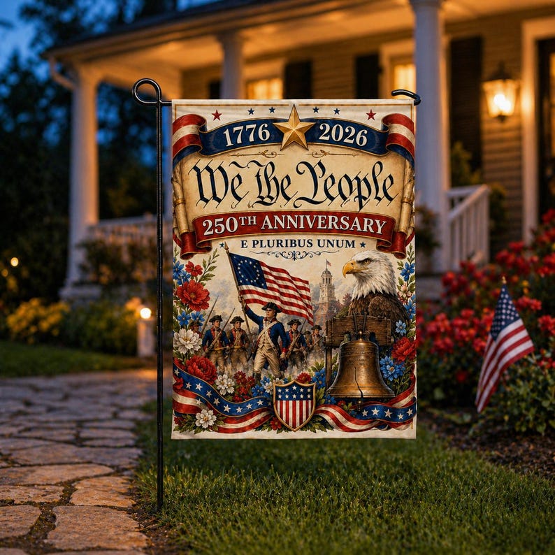 We The People 250th Anniversary Garden Flag, Semiquincentennial Decor