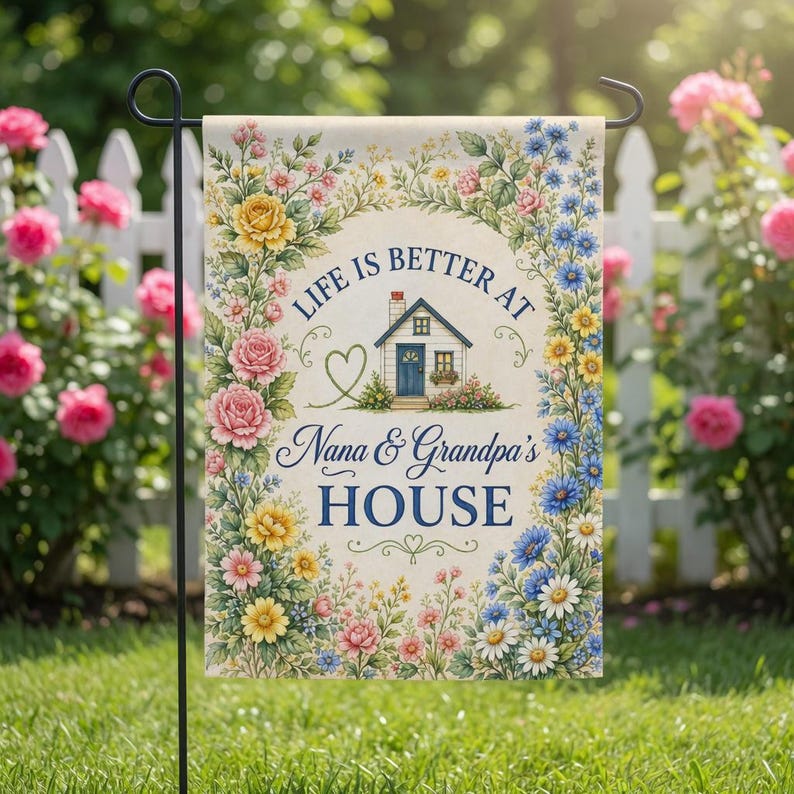 Personalized Life Is Better At Grandparents House Garden Flag, Mother's Day Gift