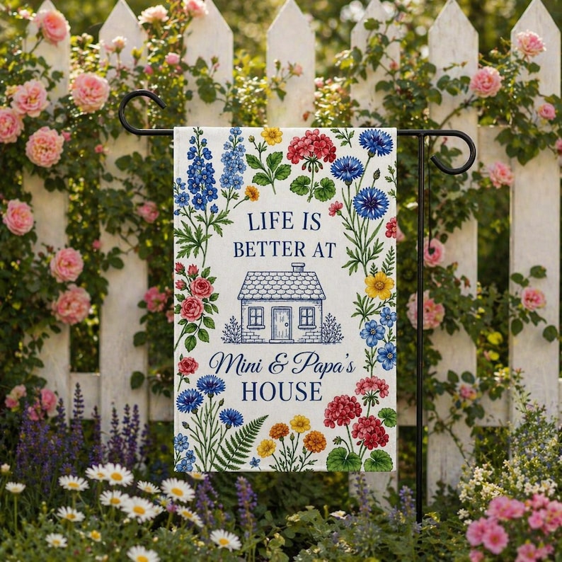 Personalized Floral Nana Grammy Grandmother Garden Flag