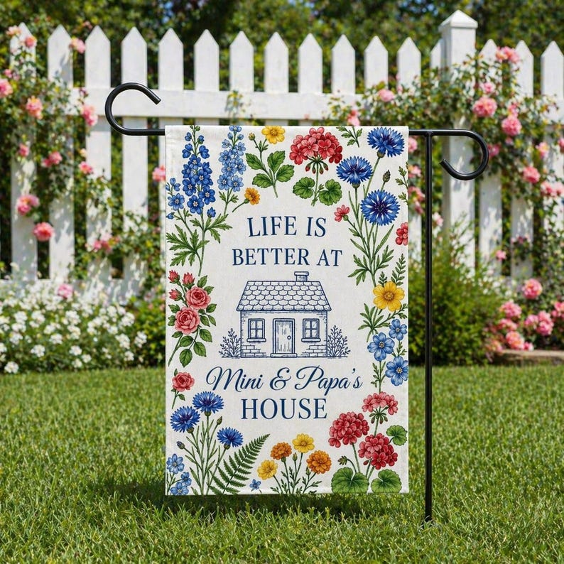 Personalized Floral Nana Grammy Grandmother Garden Flag