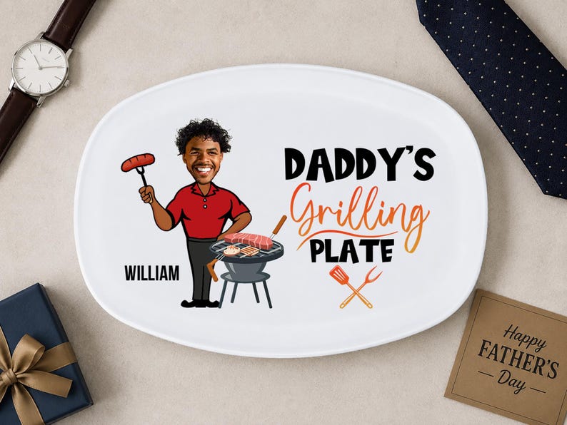 Personalized Daddy Plate, Custom Face Father’s Day Gift