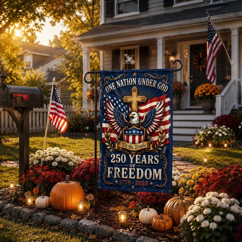250 Years of Freedom Garden Flag, Patriotic American Flag Decor 1776–2026