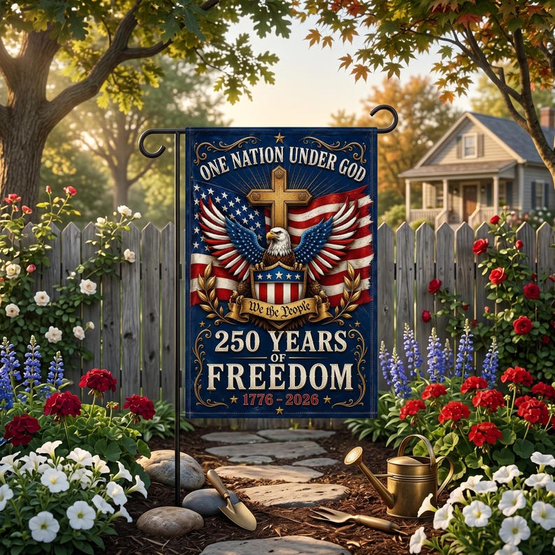 250 Years of Freedom Garden Flag, Patriotic American Flag Decor 1776–2026