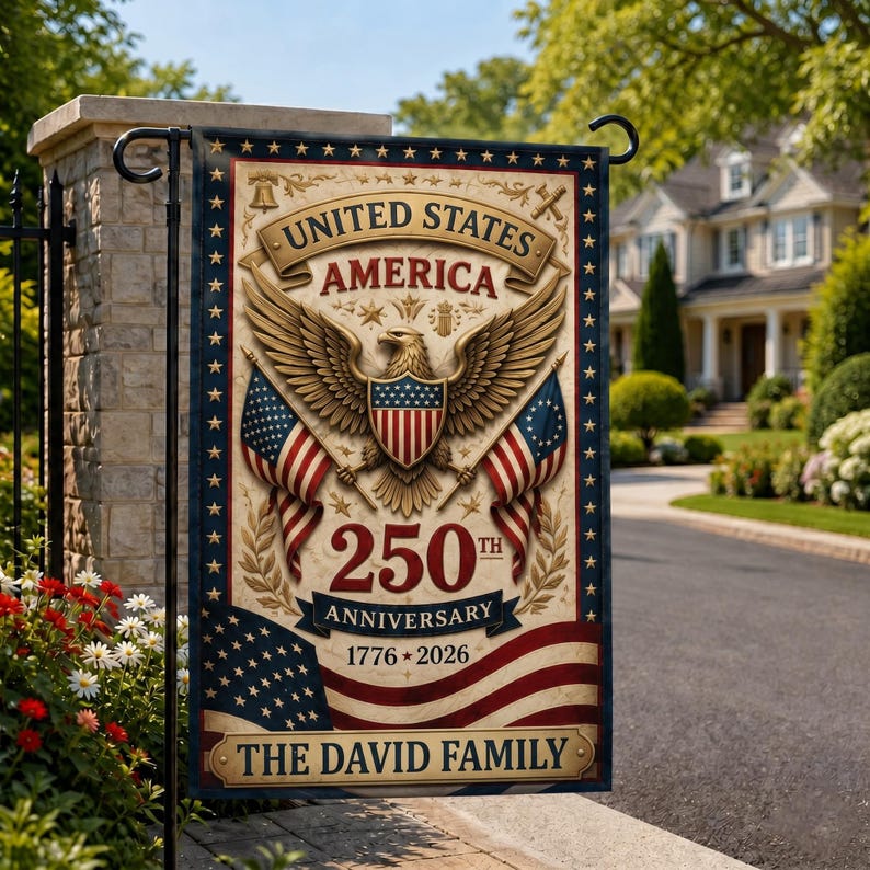 Custom America 250th Anniversary Garden Flag, 1776-2026 Semiquincentennial Decor