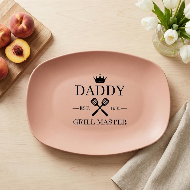 Personalized Daddy Grill Master Platter, Custom Established Year BBQ Plate