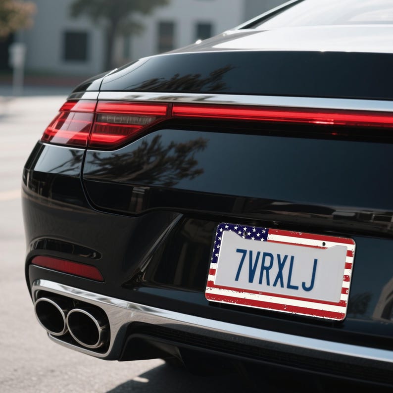 License Plate Frame USA Eagle Flag 250th Anniversary Custom Text Bald Eagle American Flag Patriotic Car Tag