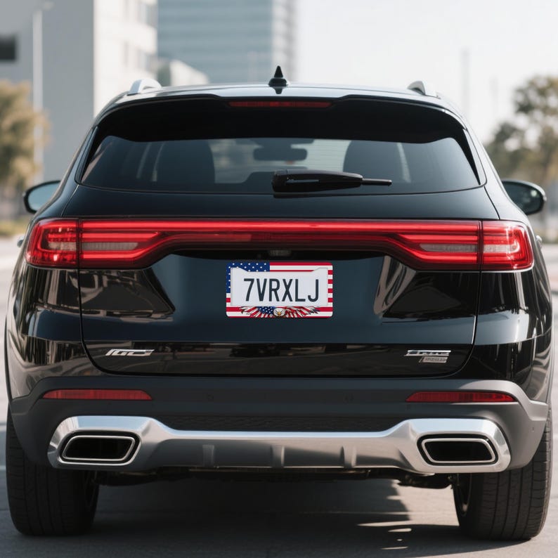 License Plate Frame USA Eagle Flag 250th Anniversary Custom Text Bald Eagle American Flag Patriotic Car Tag