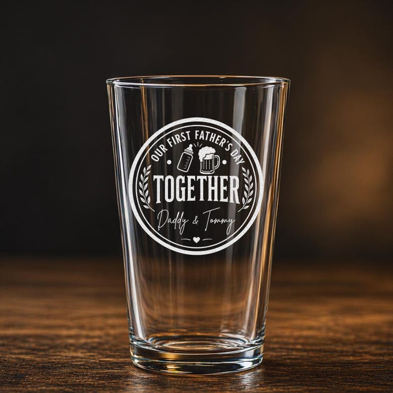 Personalized First Father's Day Pint Glass, New Dad Gift, Newborn Gift
