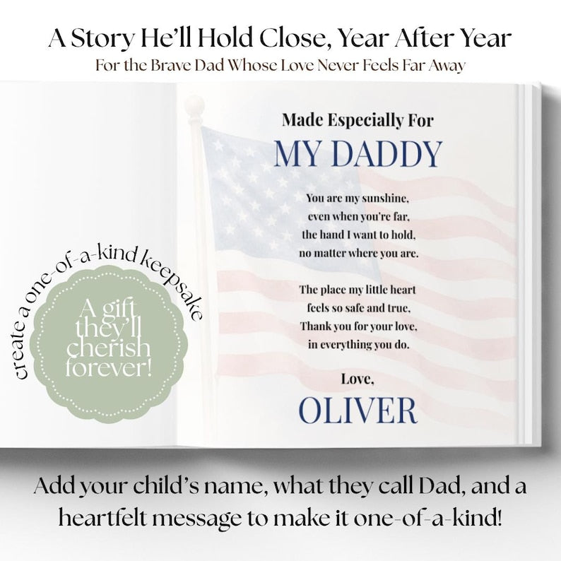 Personalized Military Dad Book, Deployment Daddy Story, Custom Army Dad Book