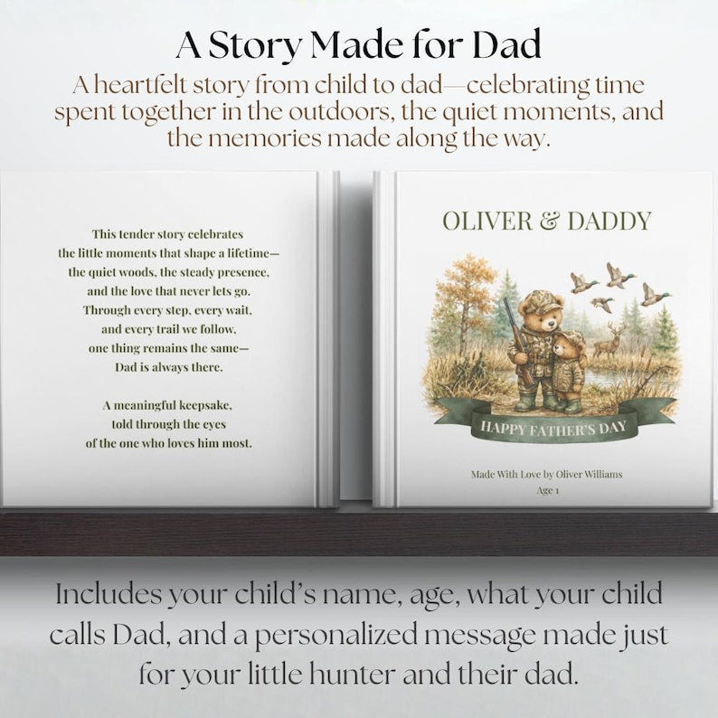 Personalized Hunting Dad Book, Custom Daddy Hunting Keepsake Story Book
