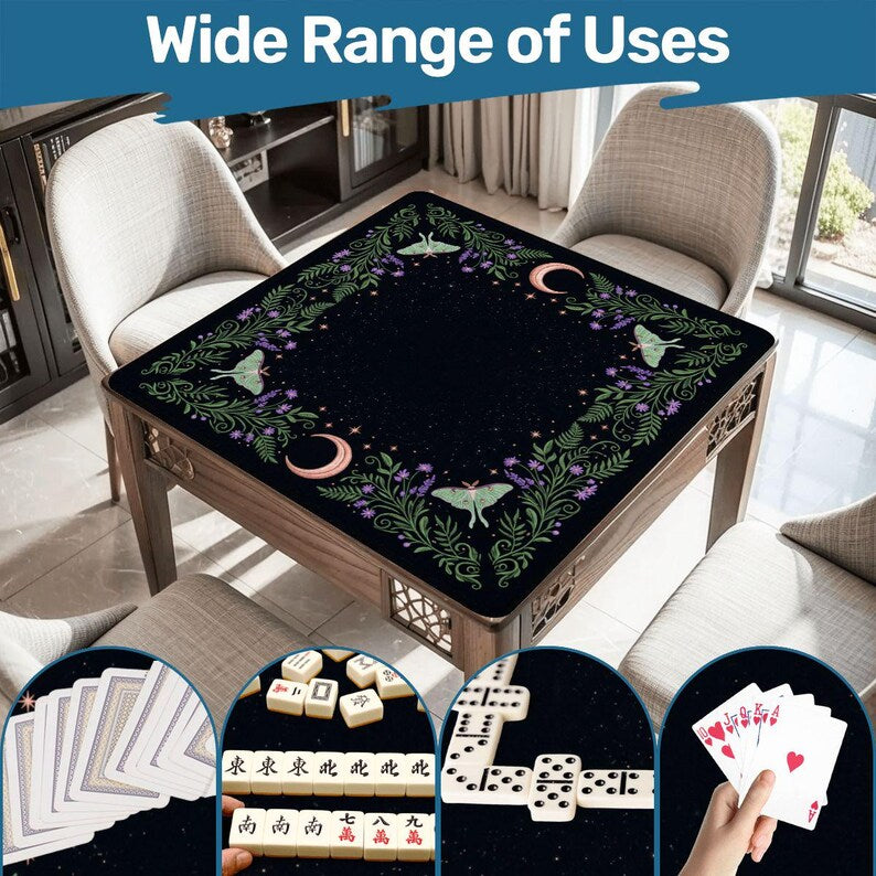Witchy Botanical Mahjong Mat, Roll Up Mat with Bag, Mahjong Gift for Her, Game Night Gift