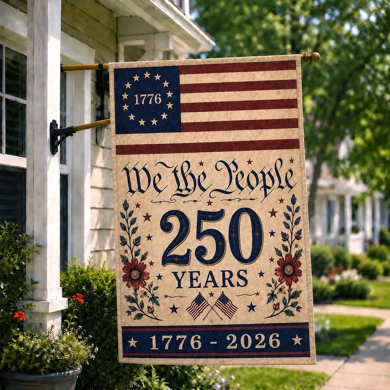 250 Years Garden Flag, We The People Flag Decor, Independence Day