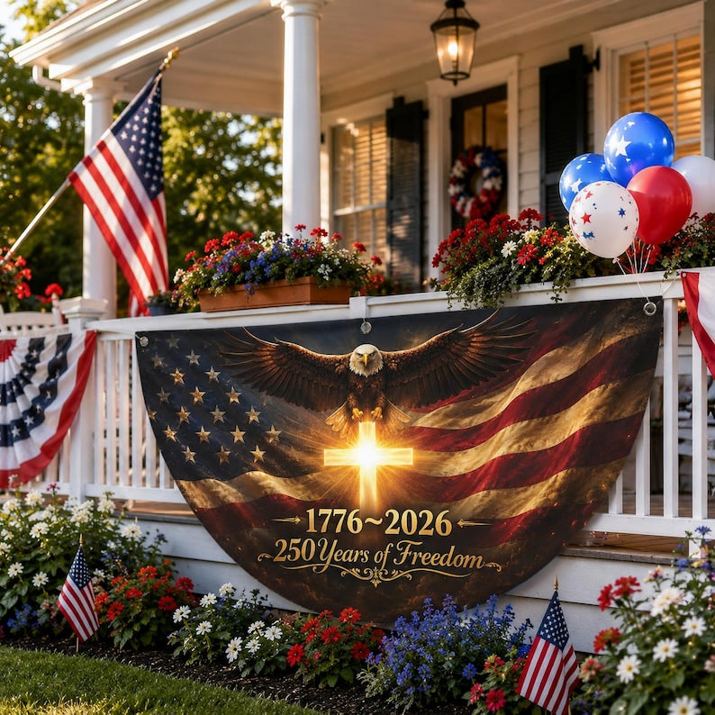 USA 250th Anniversary Fan Flag, 1776-2026 Patriotic Bunting Flag