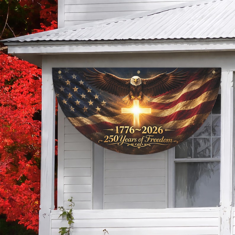 USA 250th Anniversary Fan Flag, 1776-2026 Patriotic Bunting Flag