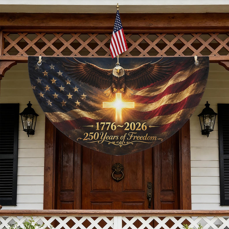 USA 250th Anniversary Fan Flag, 1776-2026 Patriotic Bunting Flag