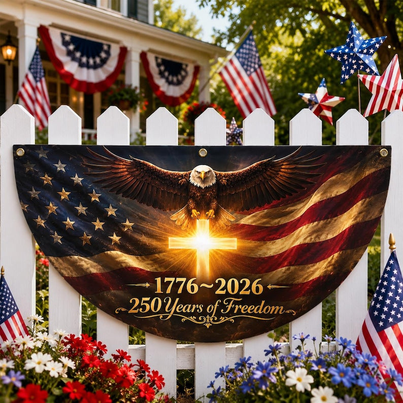USA 250th Anniversary Fan Flag, 1776-2026 Patriotic Bunting Flag
