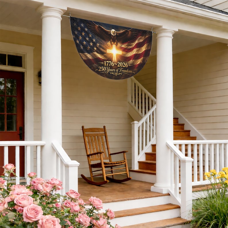 USA 250th Anniversary Fan Flag, 1776-2026 Patriotic Bunting Flag