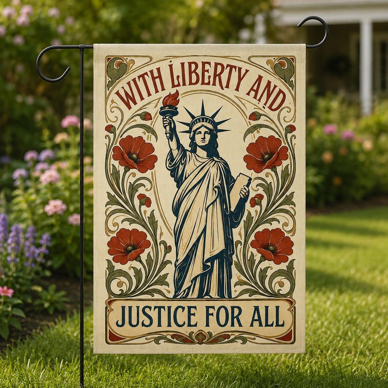 Patriotic Garden Flag: Statue of Liberty, Red White Blue Decor