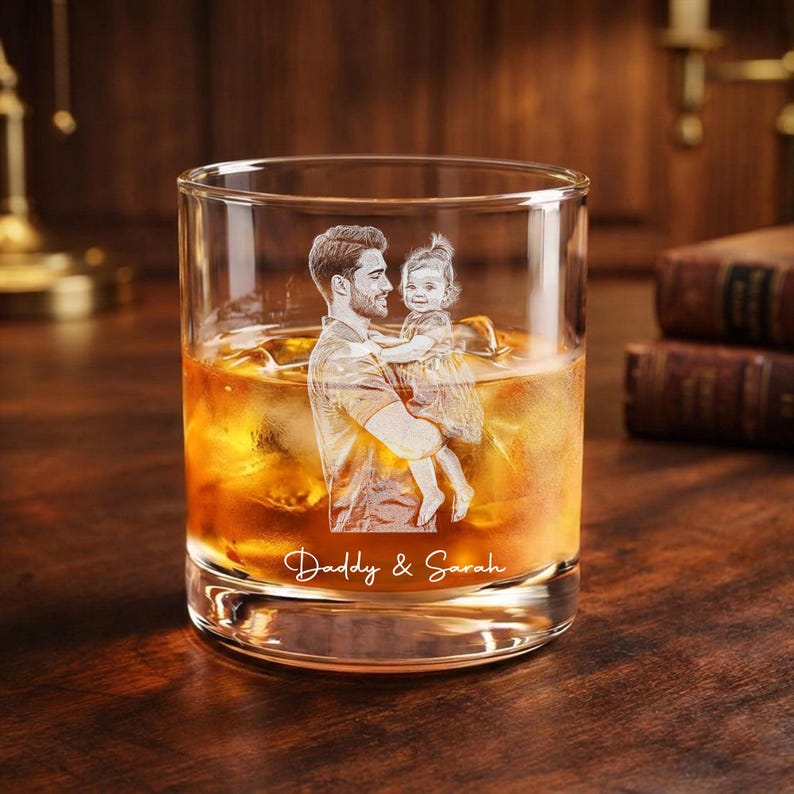 Custom Father's Day Gift for Dad, Dad Photo with Kids Portrait Beer Glass
