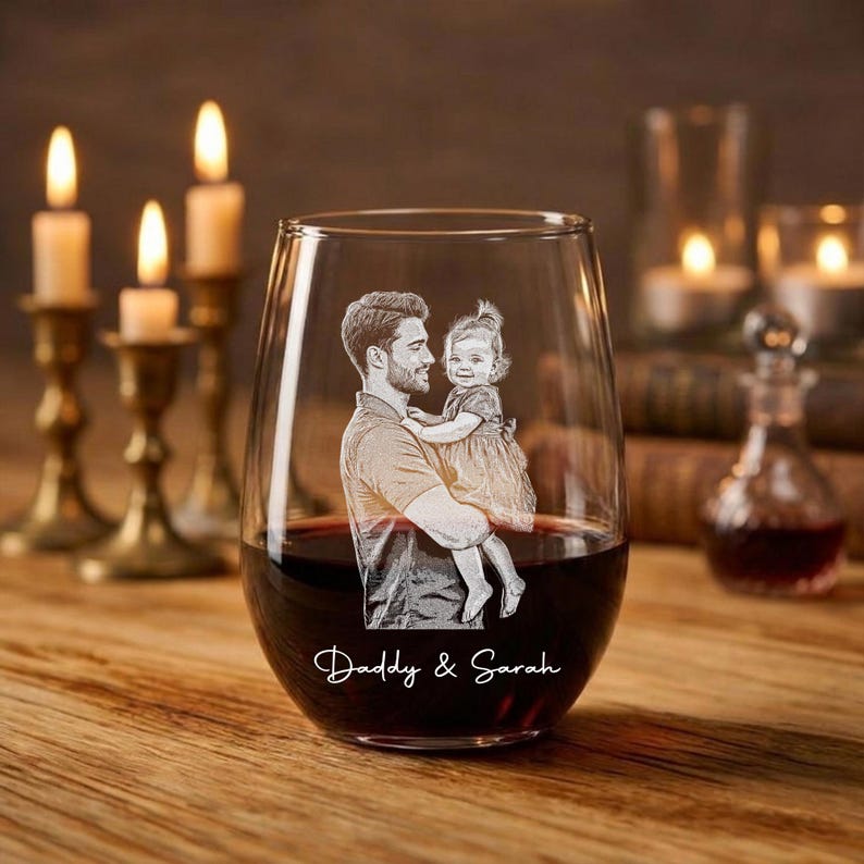 Custom Father's Day Gift for Dad, Dad Photo with Kids Portrait Beer Glass