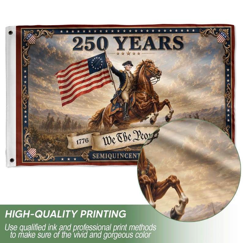We the People 250th Anniversary Flag, USA Independence Day Deco