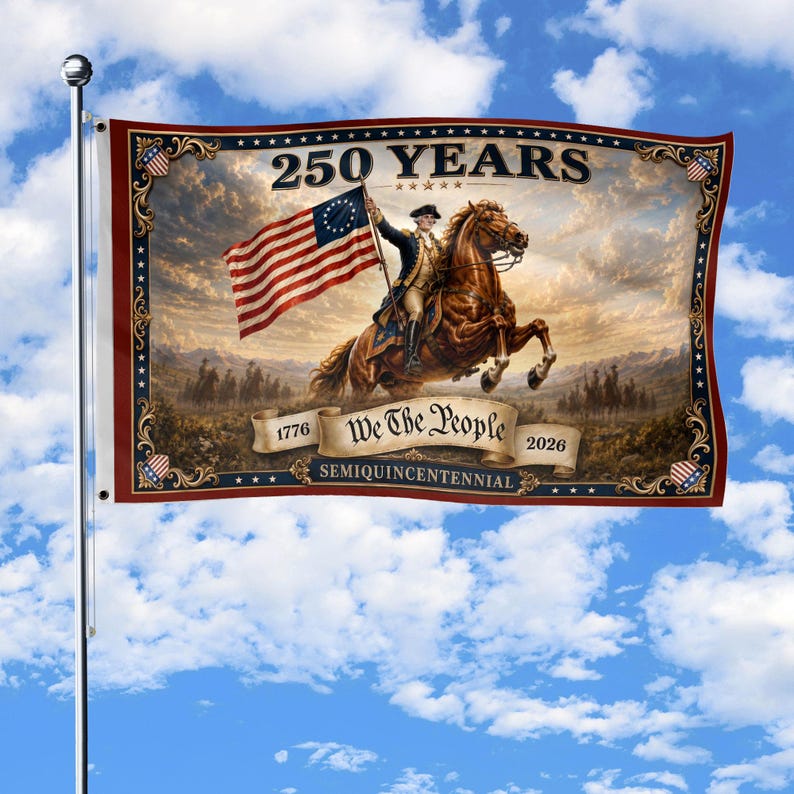 We the People 250th Anniversary Flag, USA Independence Day Deco