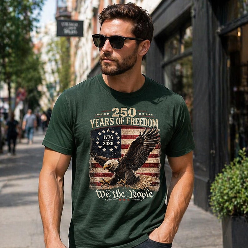 We The People Patriotic Shirt, Vintage Eagle America 250 Years Of Freedom Tee