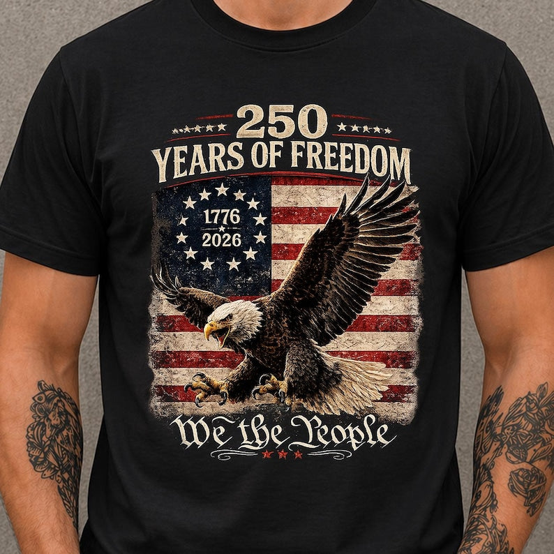 We The People Patriotic Shirt, Vintage Eagle America 250 Years Of Freedom Tee