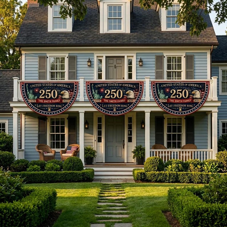 Custom Family Patriotic Flag, 250 Years of Freedom Bunting, Let Freedom Ring