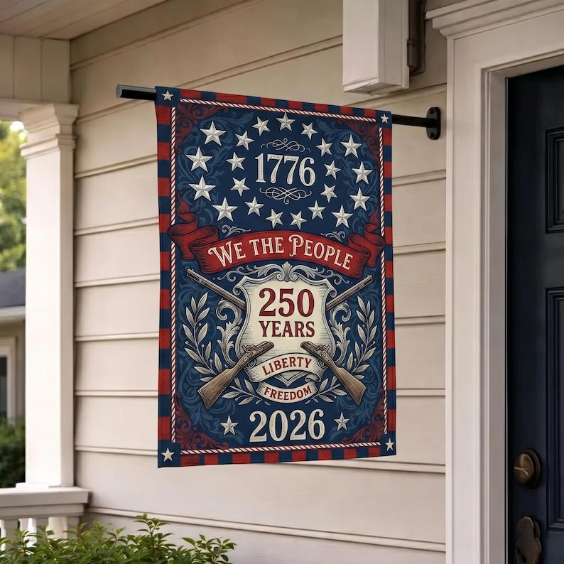 We The People 250 Years Garden Flag, Patriotic 1776 2026 USA Anniversary Liberty Freedom Porch
