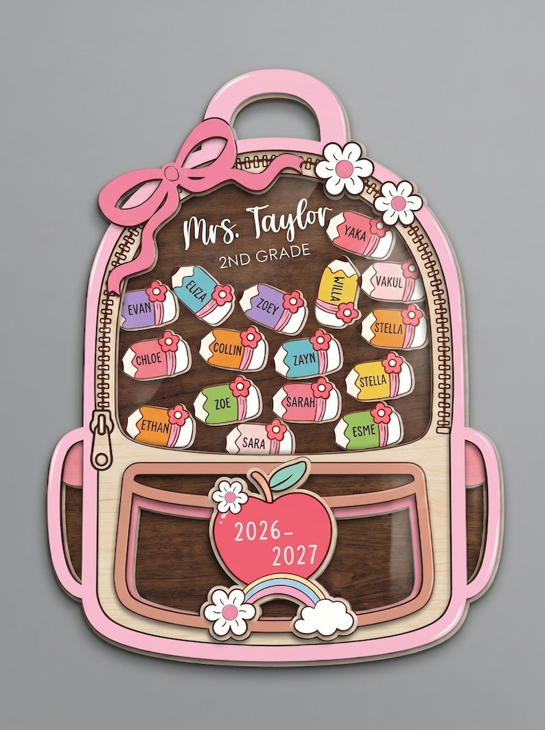 Custom Teacher Shaker Magnet, Teacher Thank You Gift, Teacher with Student Name Keepsake