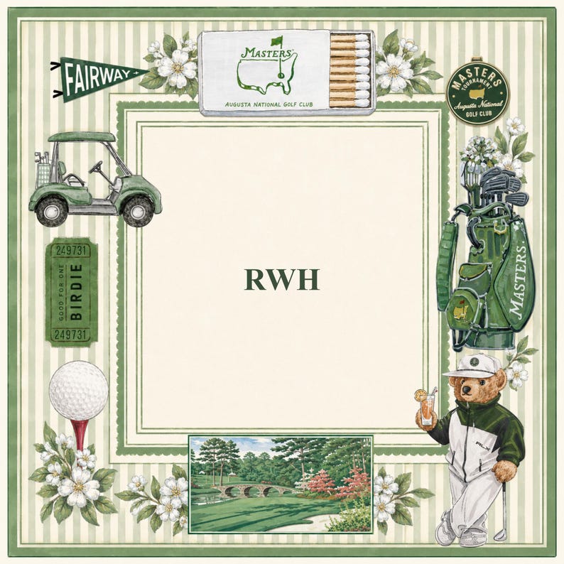 Personalized Golf Mahjong Mat, Masters Inspired Game Cover, Custom Monogram Gift