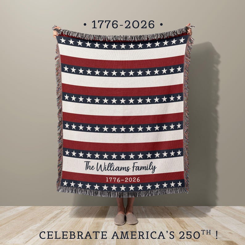 Custom Family Name Patriotic Throw July 4th Decor Independence Day 1776 2026