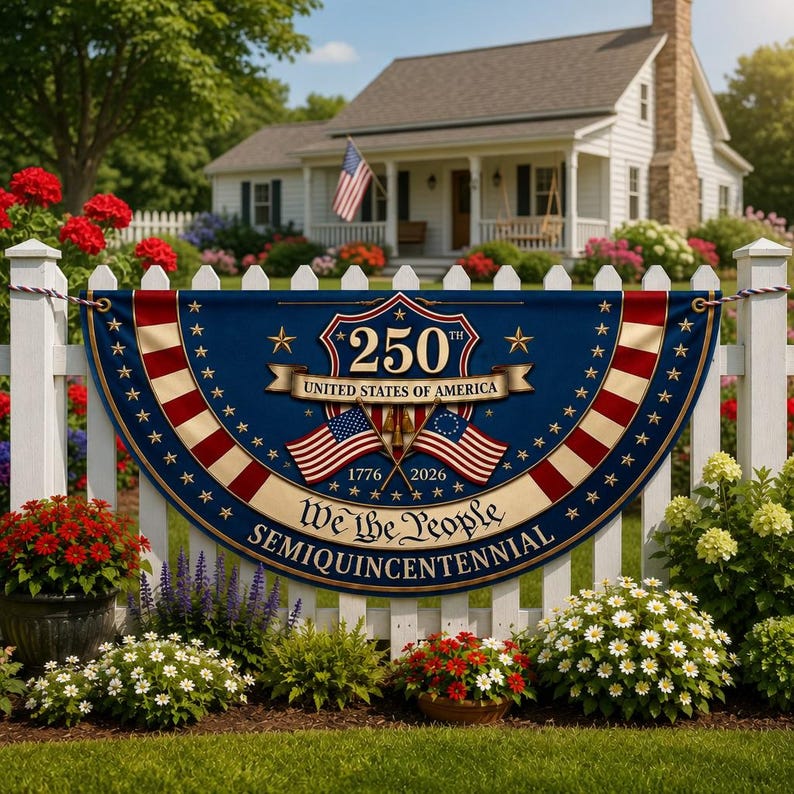 We The People Banner, 1776 2026 Banner, American Flag Semiquincentennial Decor