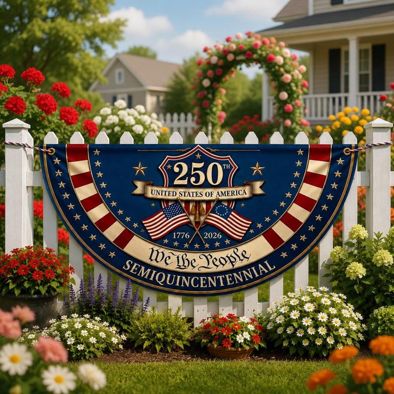 We The People Banner, 1776 2026 Banner, American Flag Semiquincentennial Decor